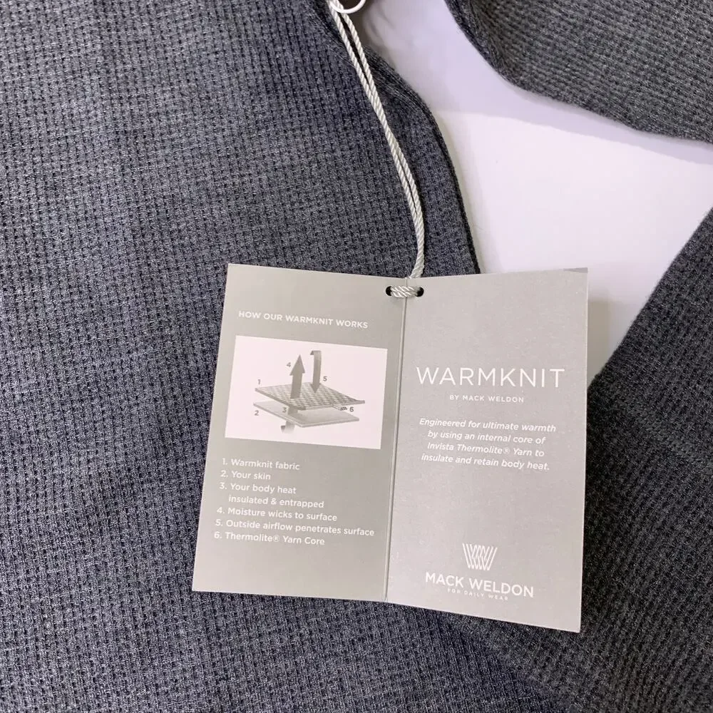 Mack Weldon Sweater Mens S Small Gray Warmknit Waffle Henley Modal Wool Blend